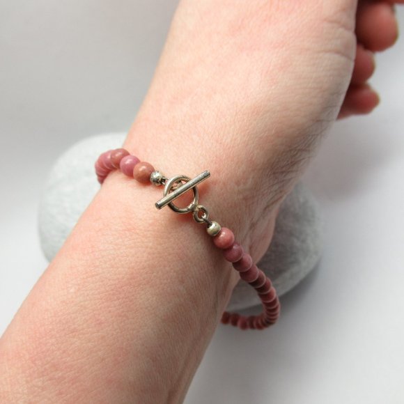 Rhodonite gemstone bead bracelet - Picture 8 of 8